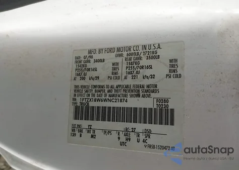 1998 Ford F-150 Lariat/Standard/Xl/Xlt из США, поврежденный, VIN 1FTZX18W6WNC21874